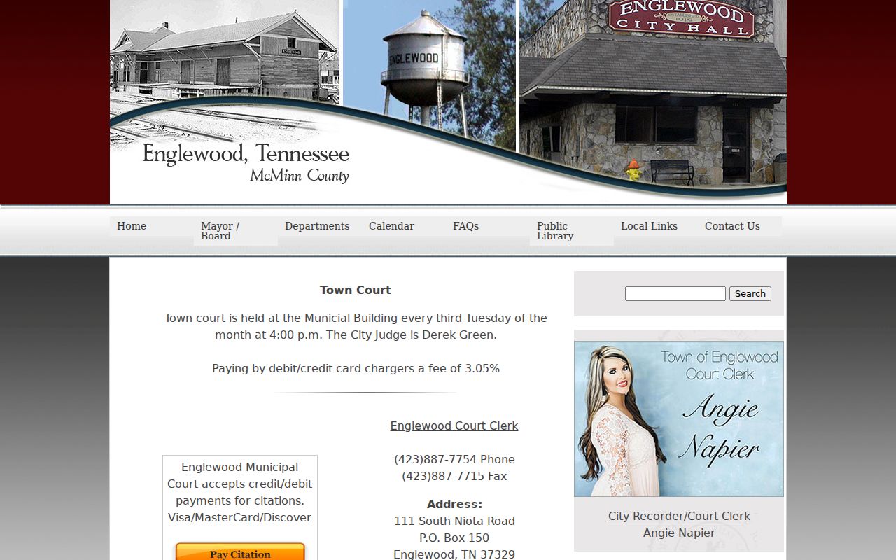 McMinn County court calendar source showing Englewood court day