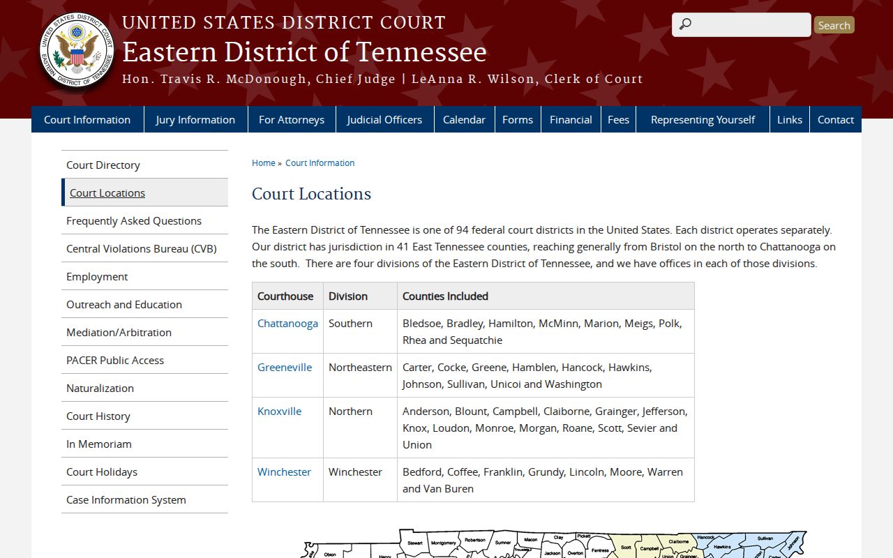 Federal division assignment for McMinn County court records