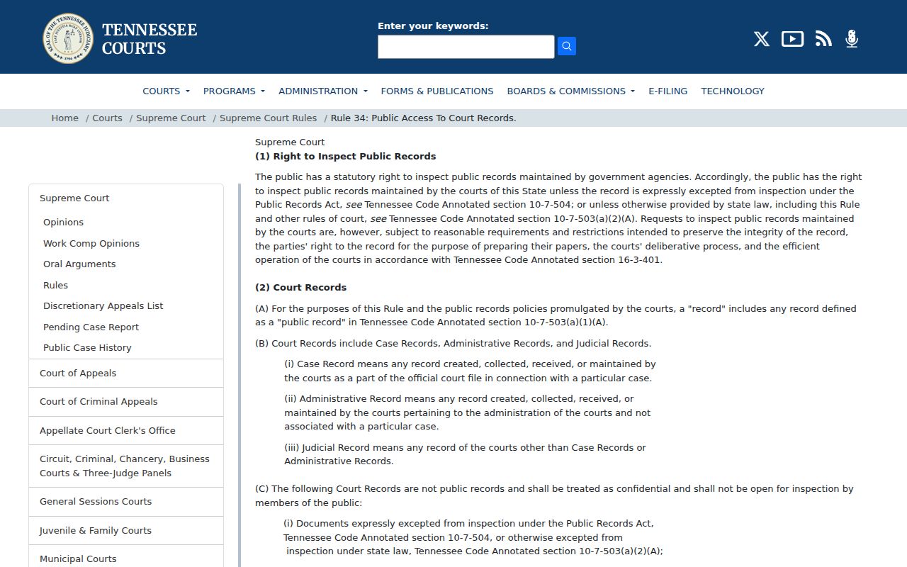 McMinn County court docket public access rule