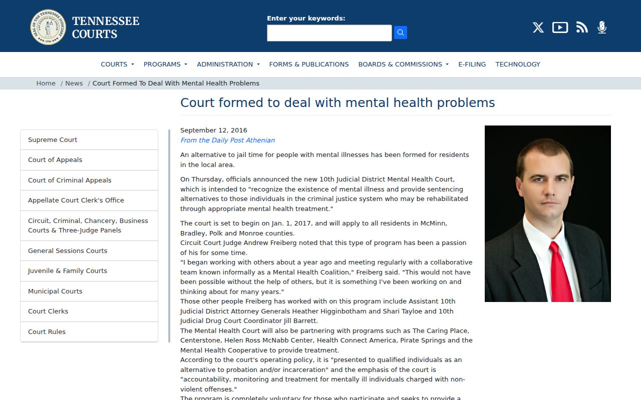 McMinn County court docket mental health court announcement